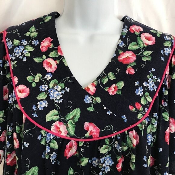 Vintage Carolina Maid House Dress S Cottagecore MuuMuu Maxi Long Blue Floral - Picture 4 of 9